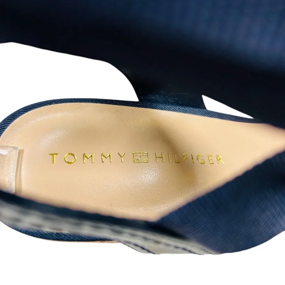 Tommy Hilfiger 8.5 Espadrille Striped Jute Heel Resortwear Coastal Wrap